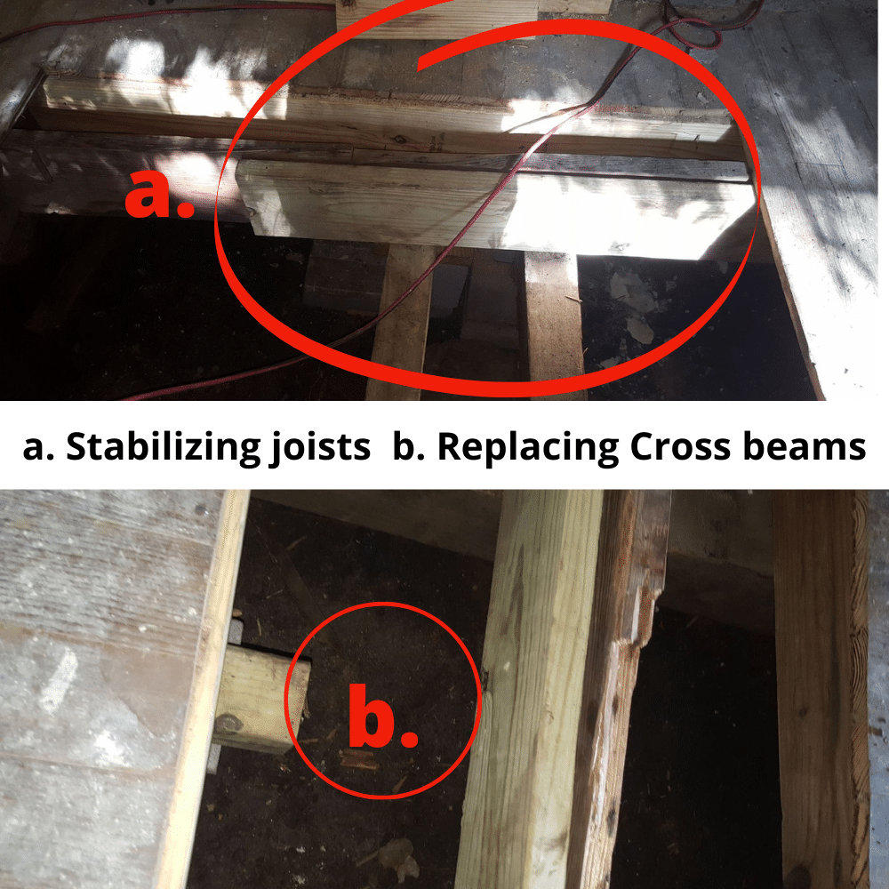 rotten boards_ replacing beams in foundation